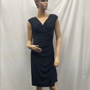 Lauren Ralph Lauren Women's Black V-Neck Gather Dress